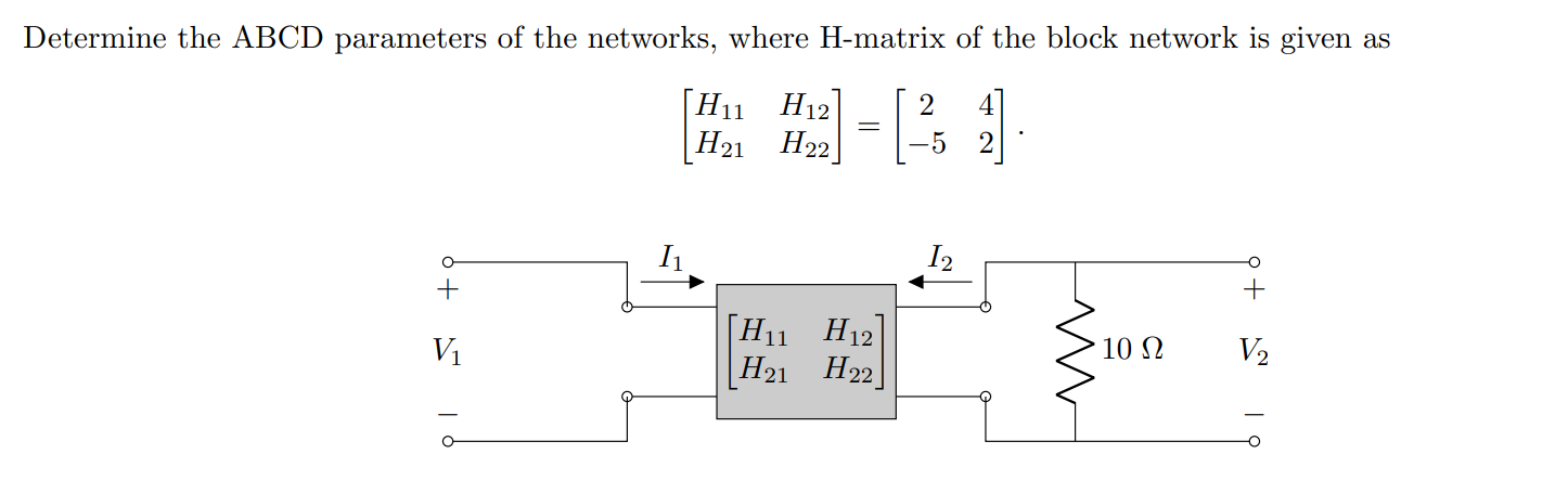 Determine the ABCD parameters of the networks,