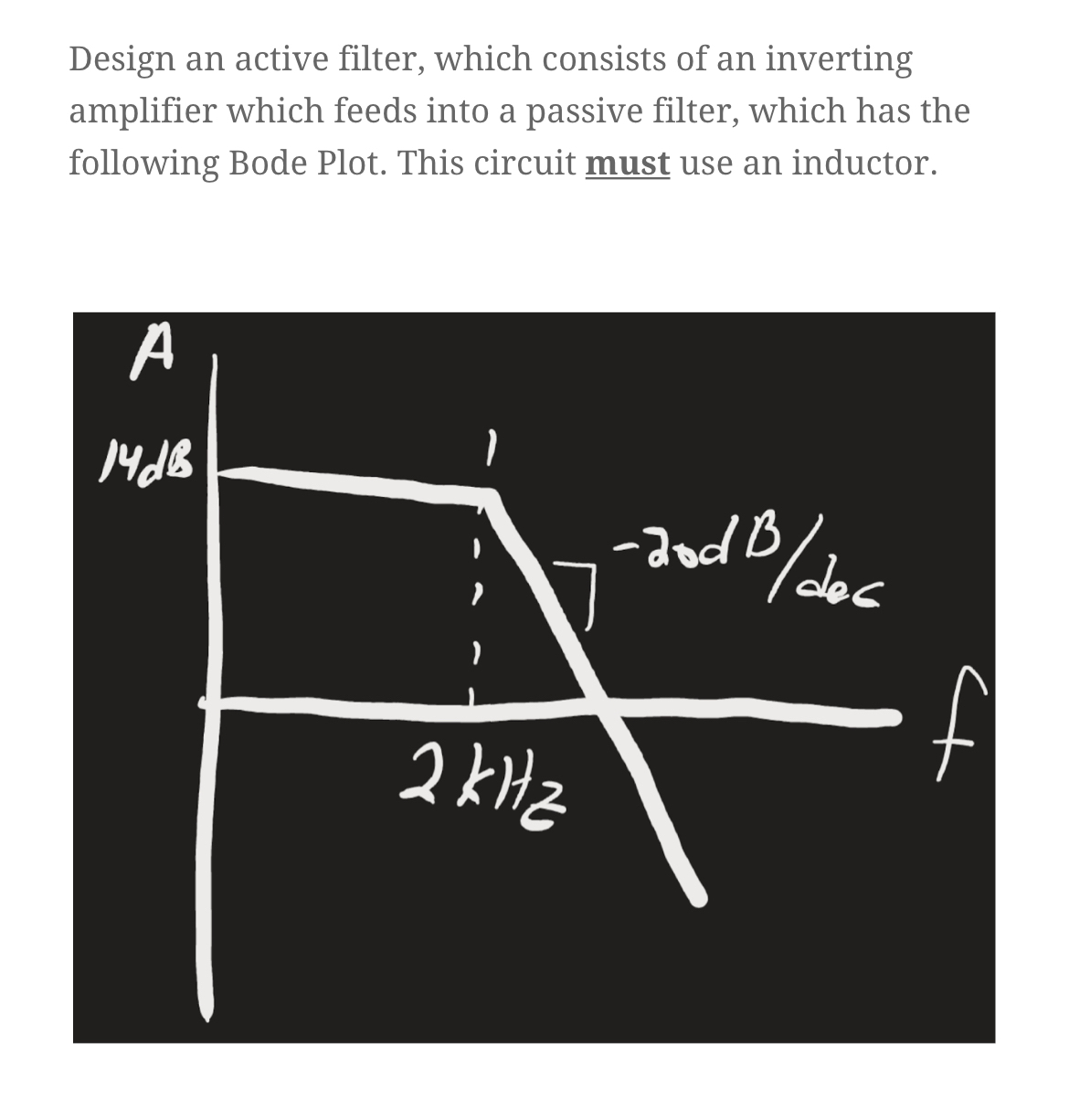 Design an active filter, which consists of an