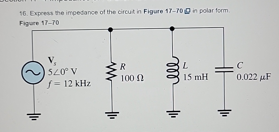 Express the impedance of the circuit in Figure 1