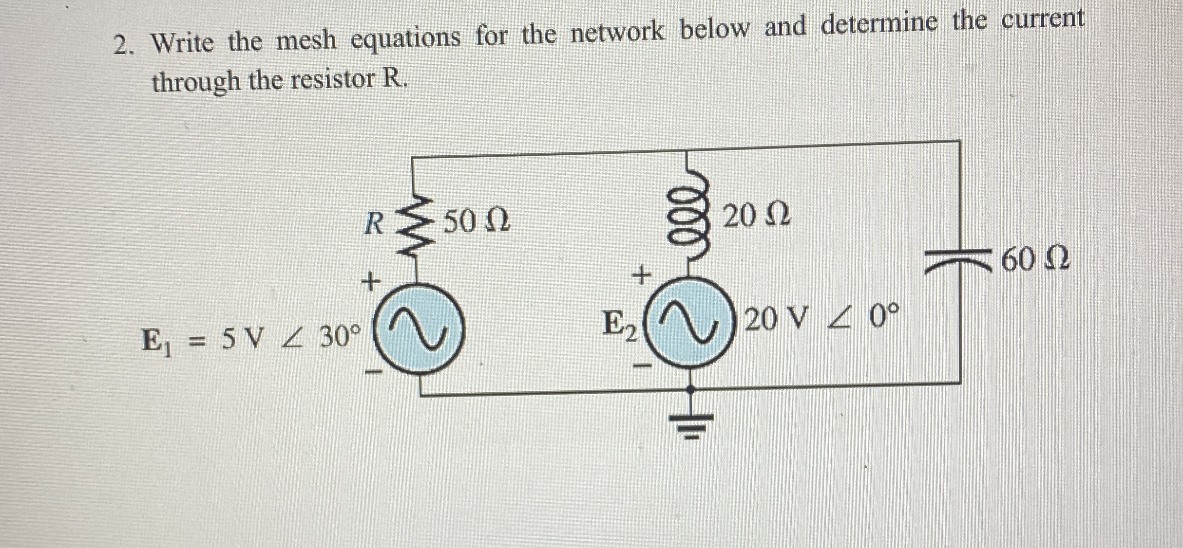 Write the mesh equations for the network below