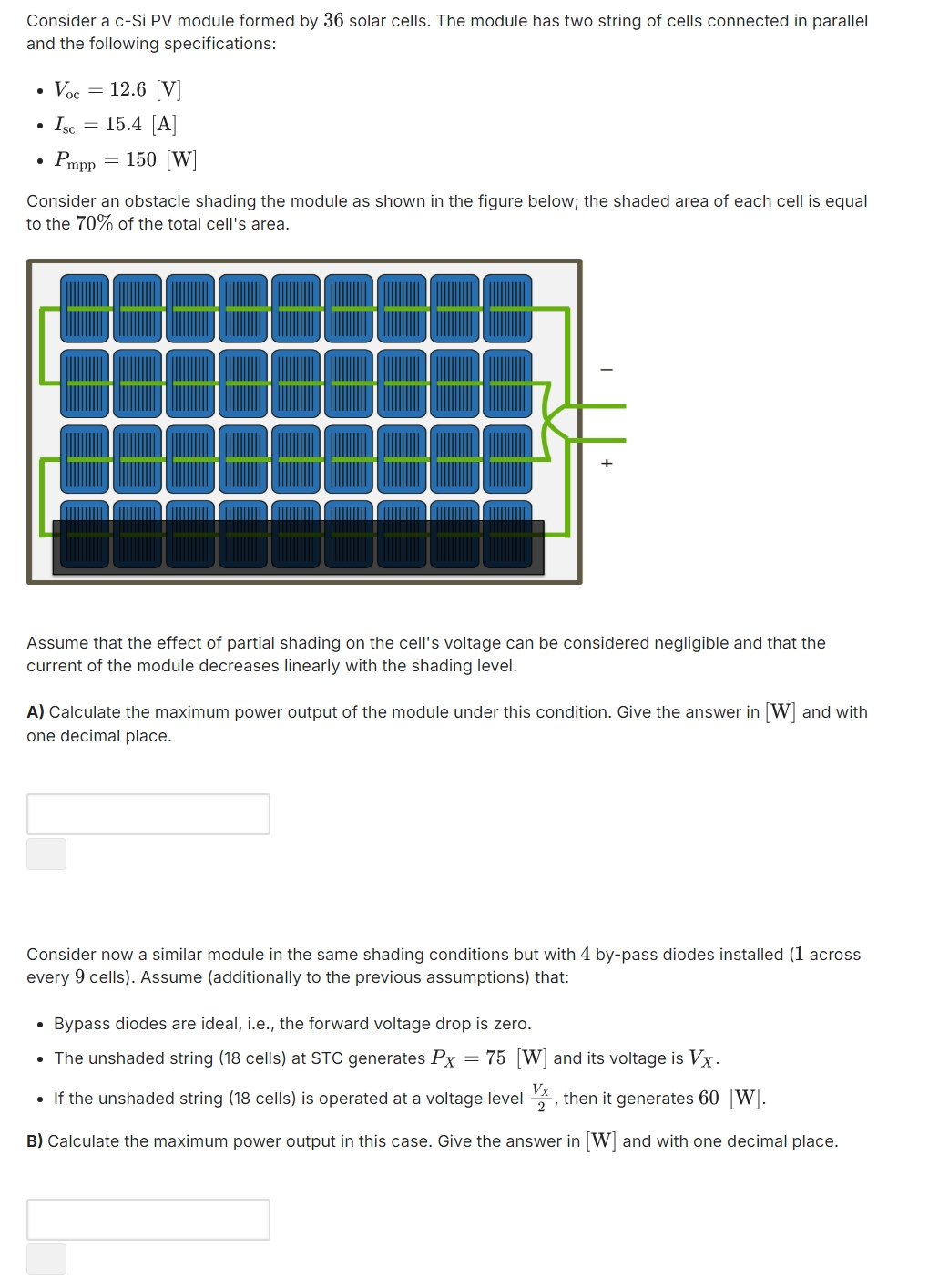 Consider a c - Si PV module formed by 3 6 solar