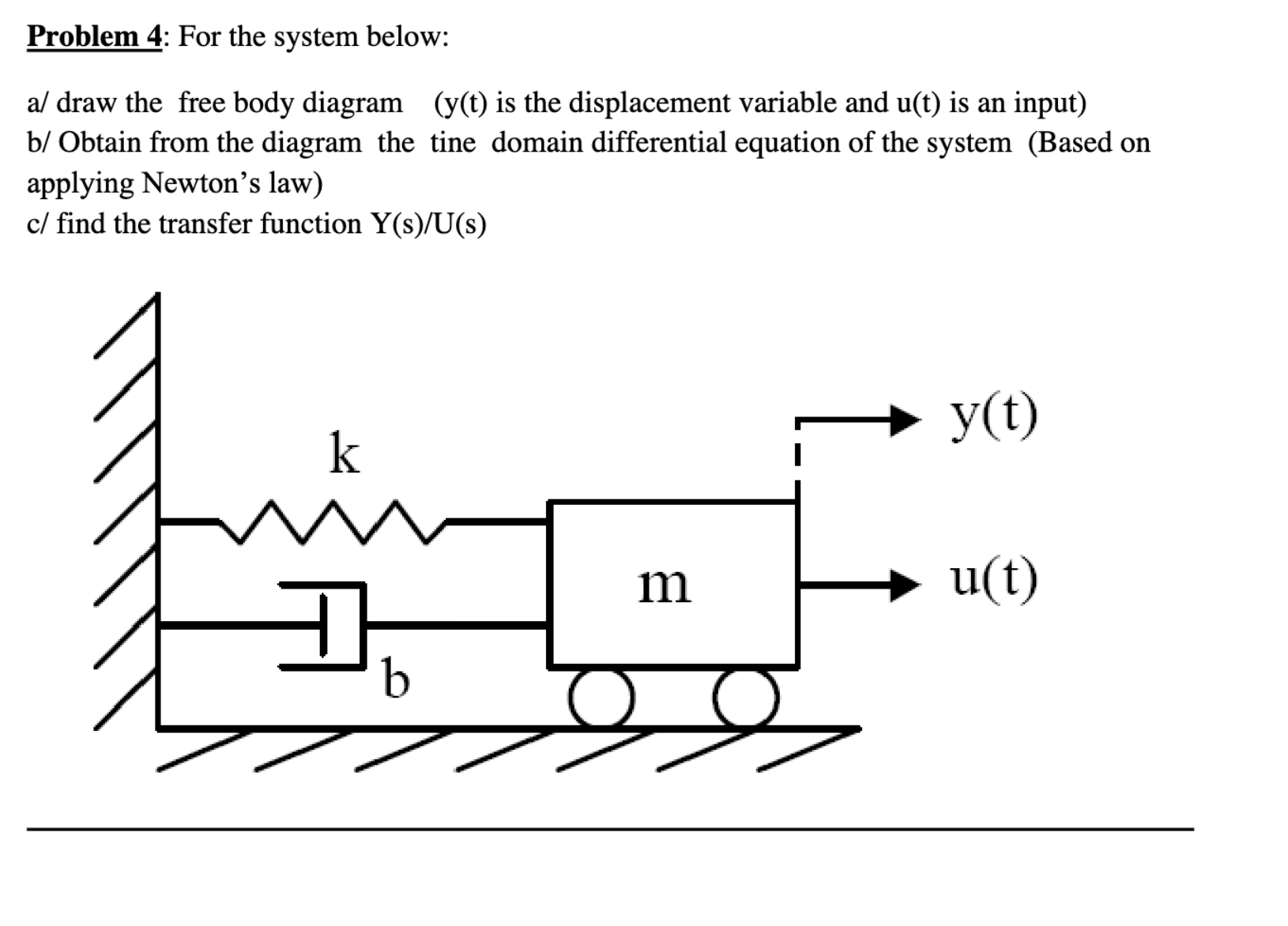 Problem 4 : For the system below: a ) draw the