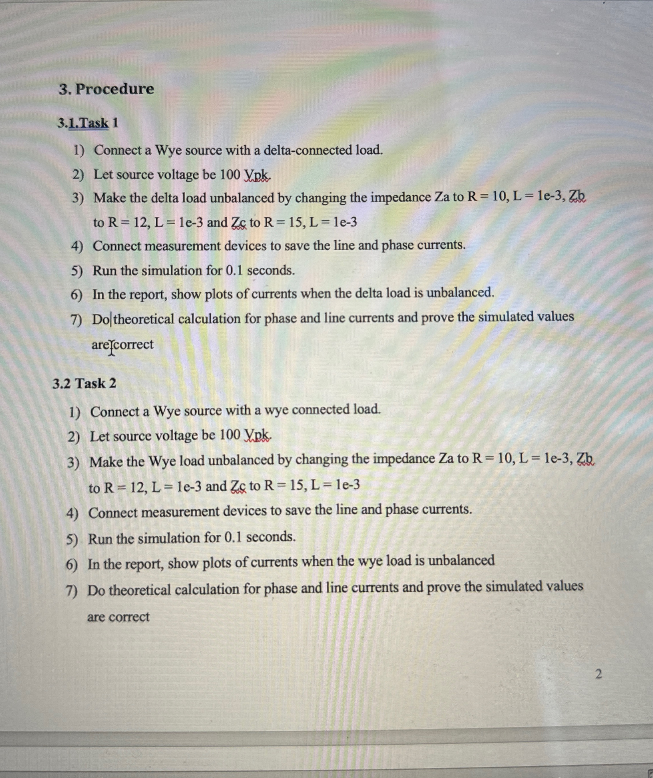 Procedure 3 . 1 . Task 1 Connect a Wye source