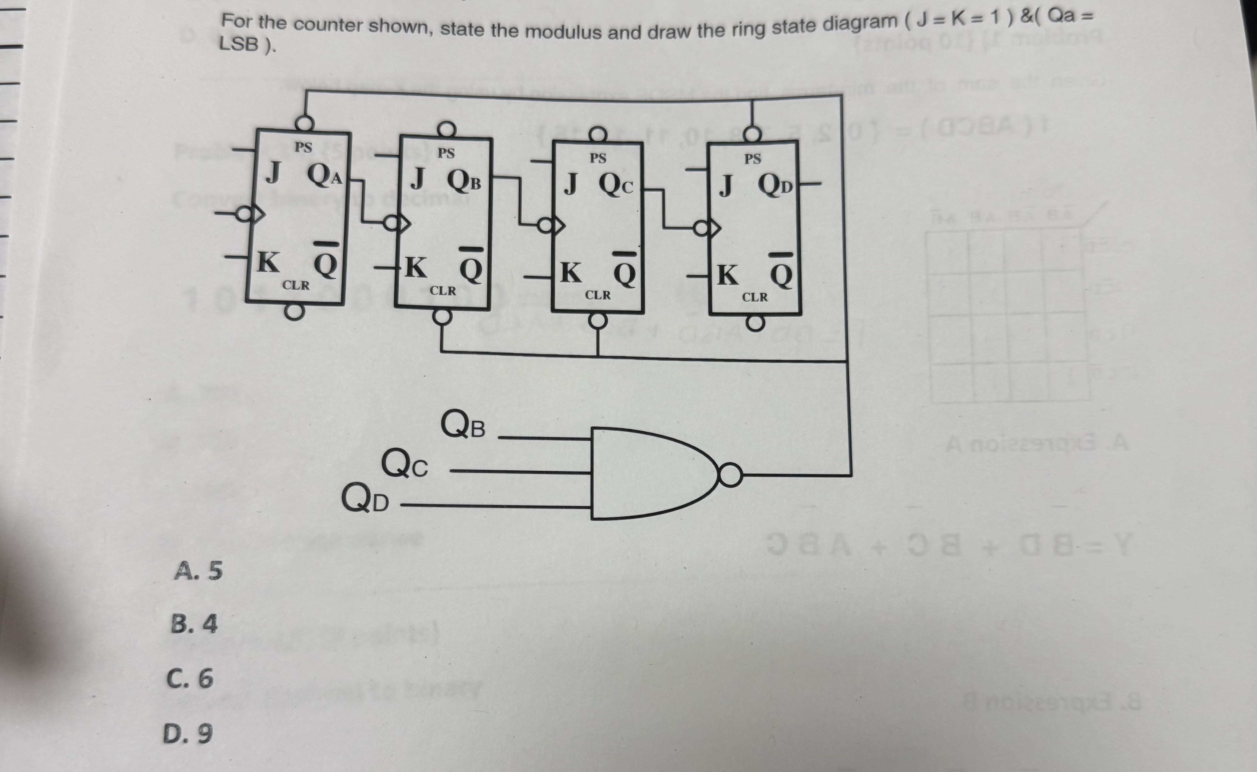For the counter shown, state the modulus and draw