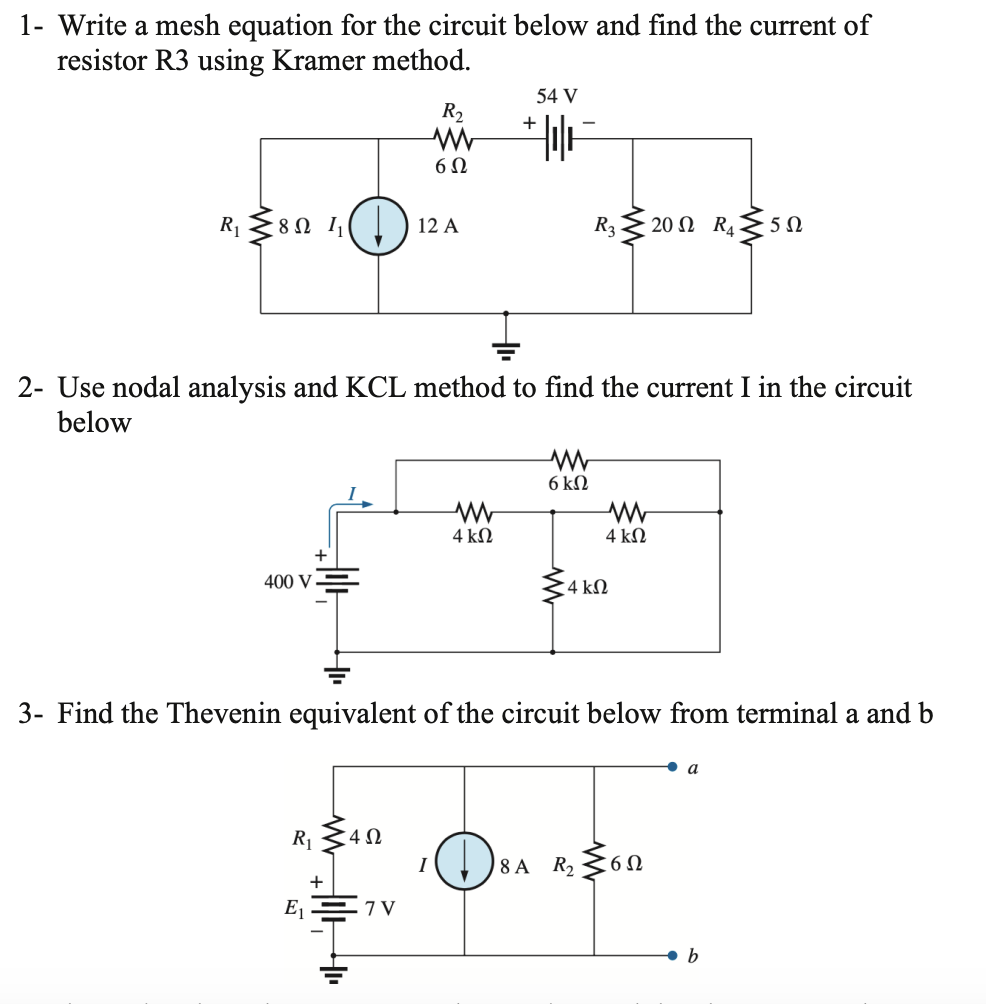 1 - Write a mesh equation for the circuit below