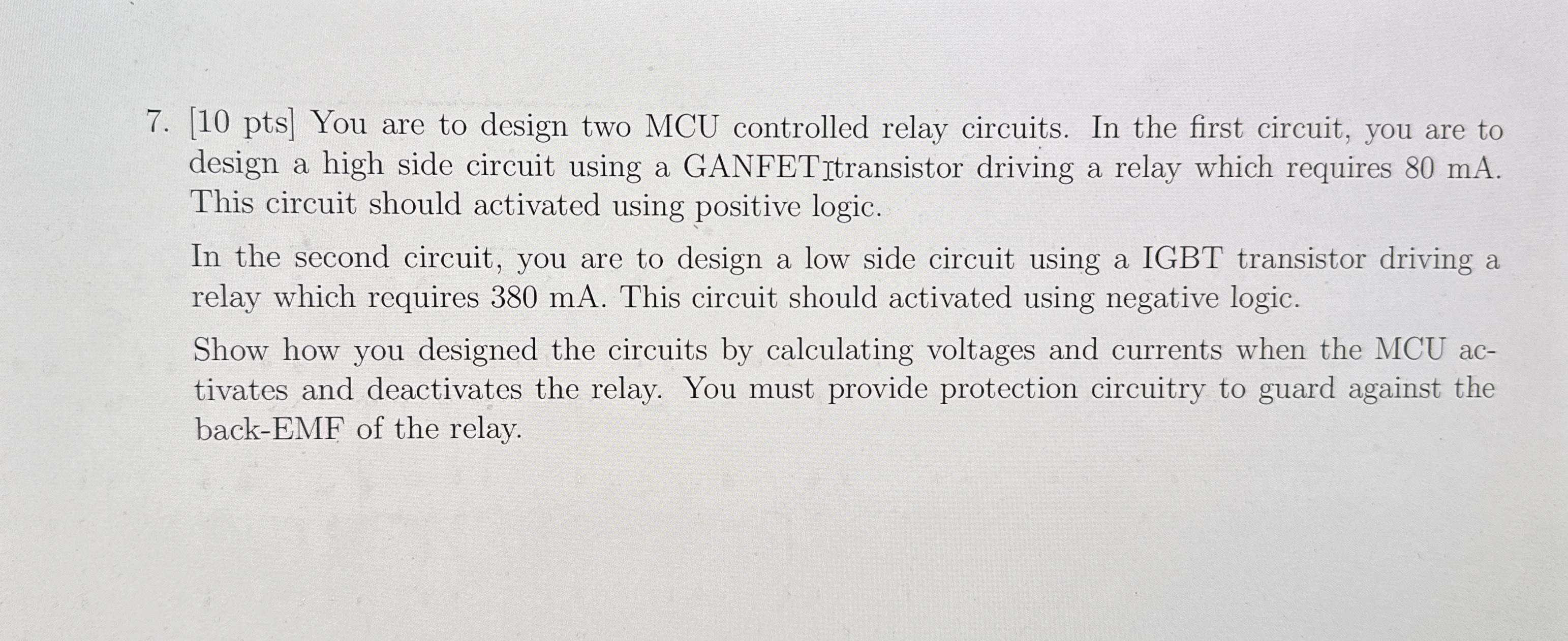 [ 1 0 pts ] You are to design two MCU controlled