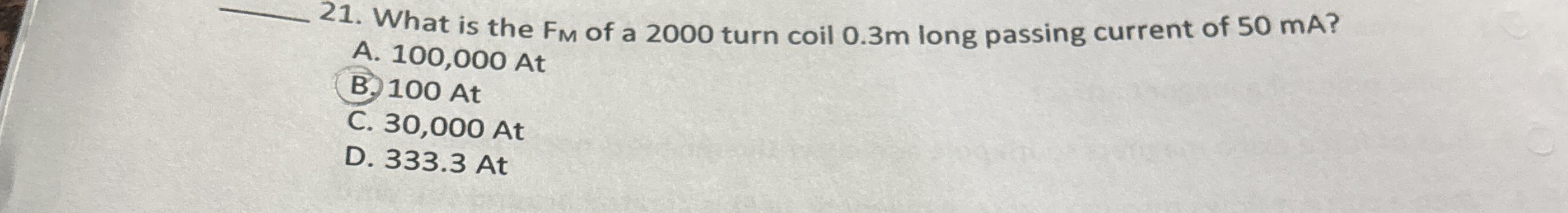 What is the F M of a 2 0 0 0 turn coil 0 . 3 m