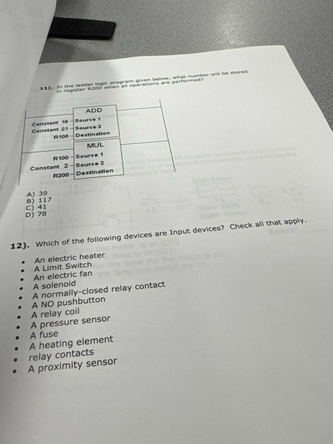 . In the ladder logic program given below, what