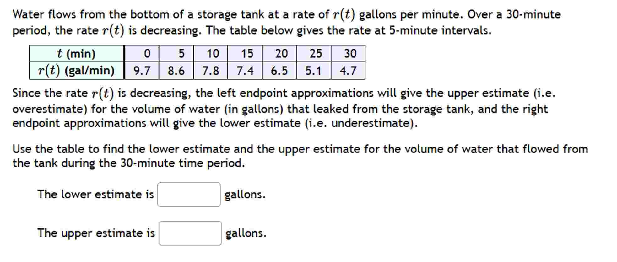 Water flows from the bottom of a storage tank at