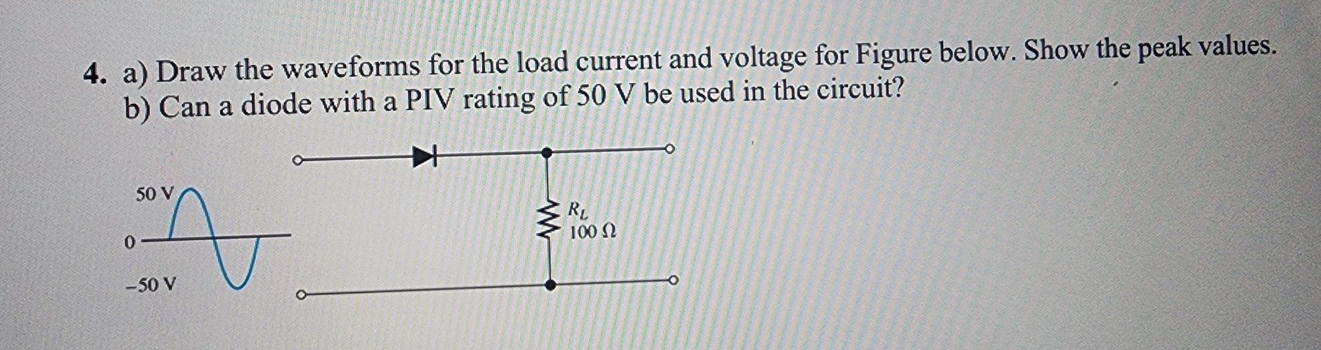 a ) Draw the waveforms for the load current and