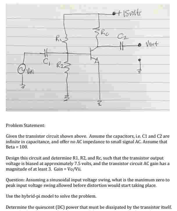 Problem Statement: Given the transistor circuit