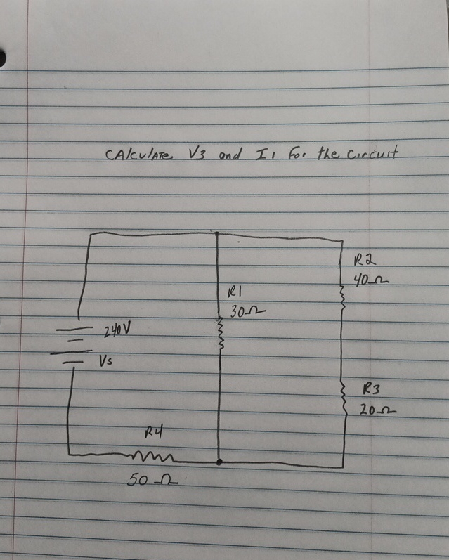 CAlculate V 3 and I 1 for the circuit