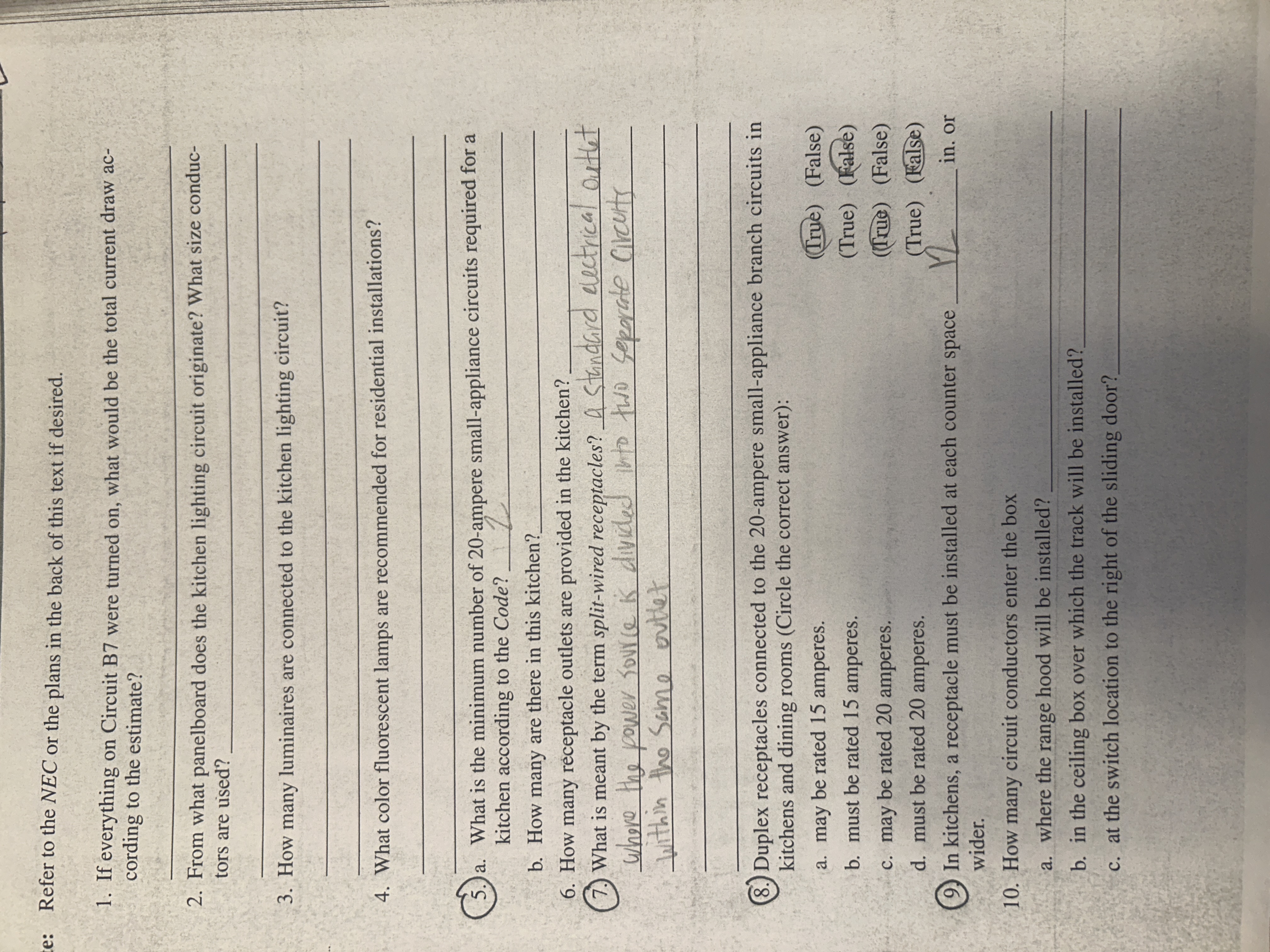 Refer to the NEC or the plans in the back of this