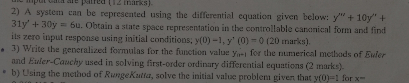 dle pared ( 1 2 Imarks ) . 2 ) A system can be