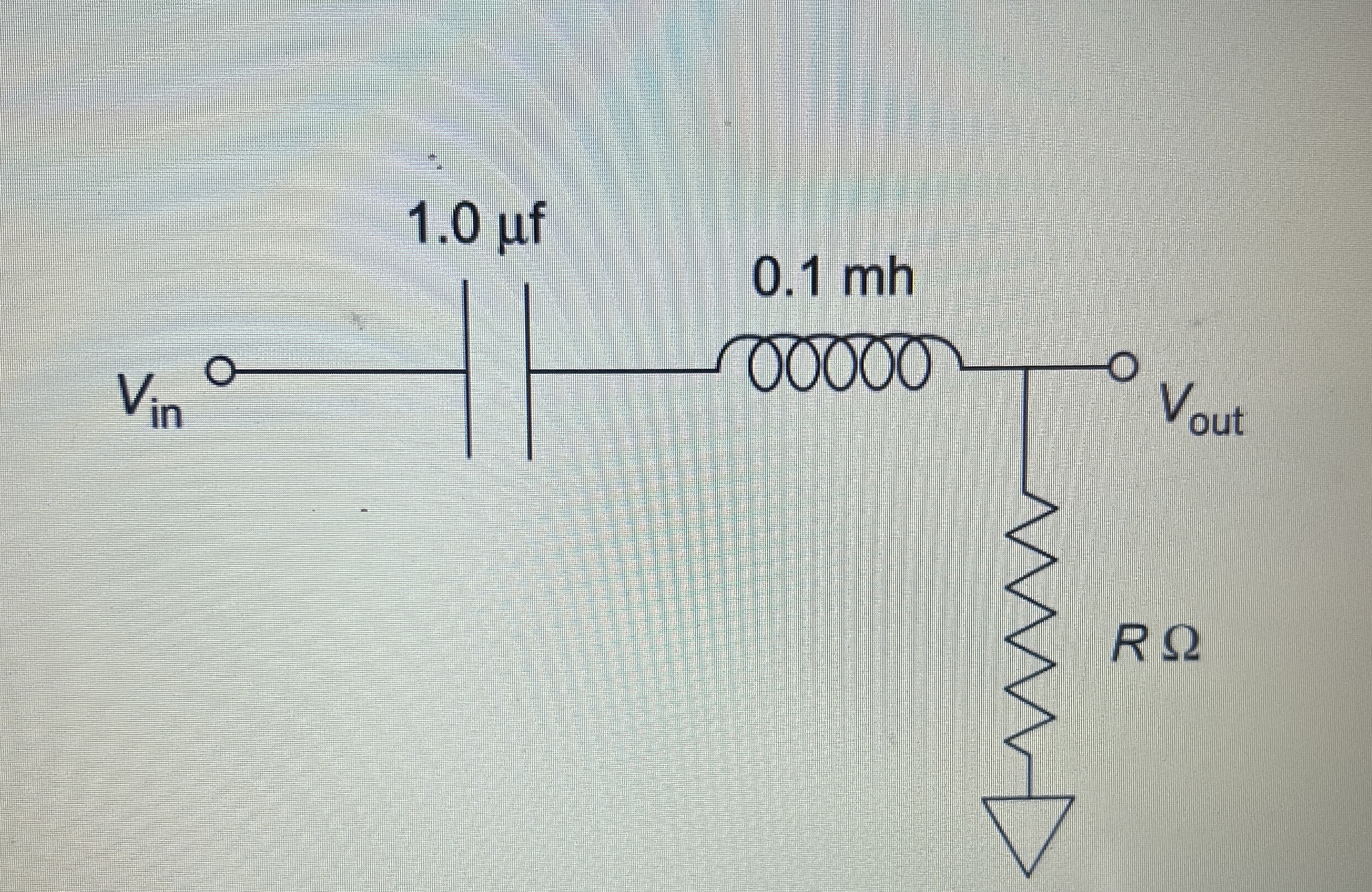 Given L = . 1 H design an R and C so filter has a