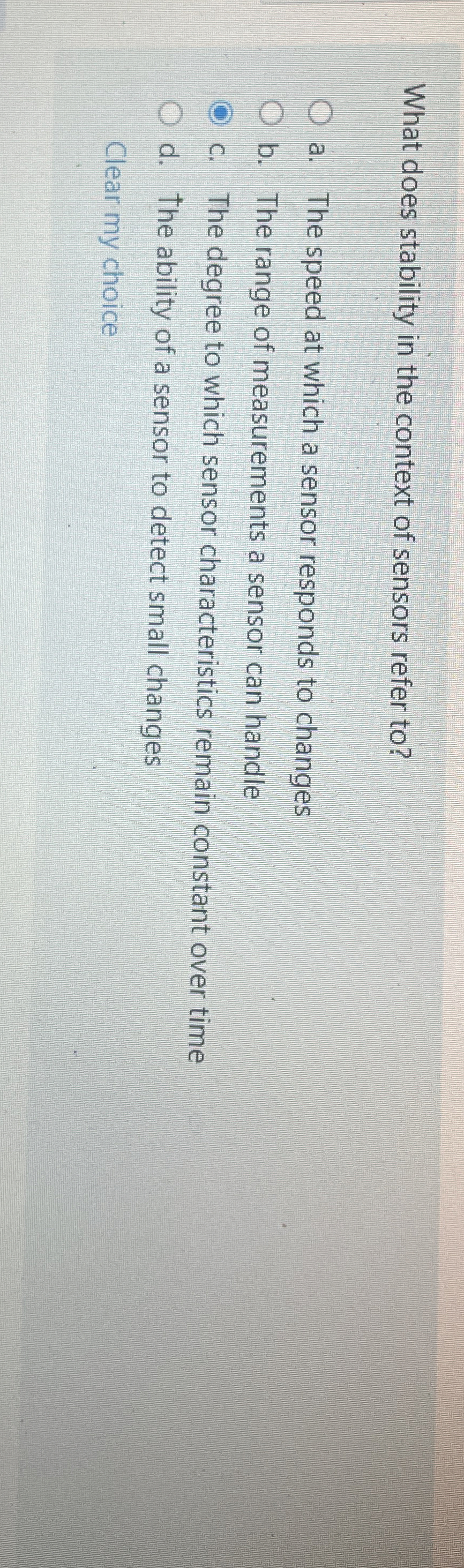 What does stability in the context of sensors