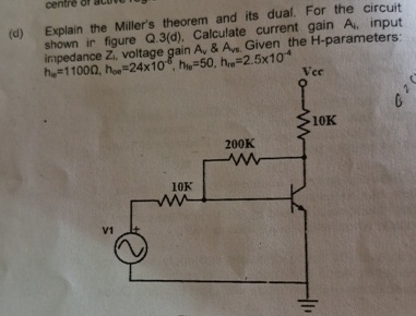 ( d ) Explain the Miller's theorem and its dual.