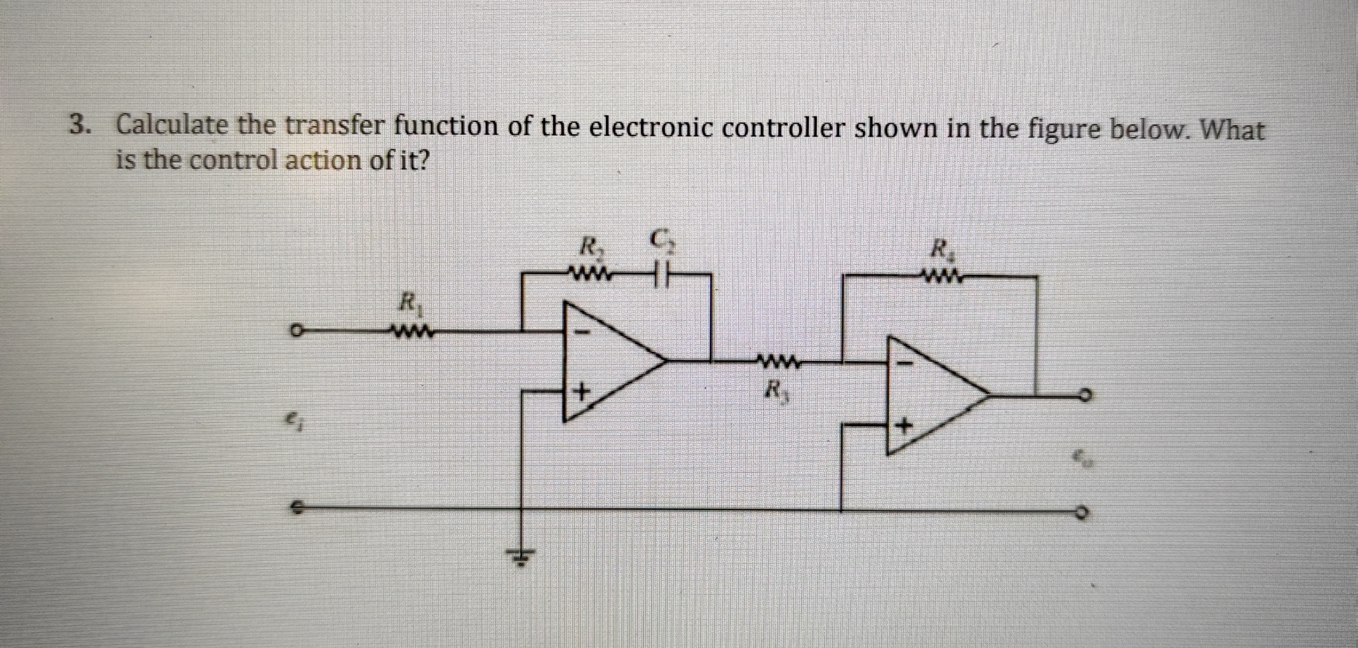 Calculate the transfer function of the electronic