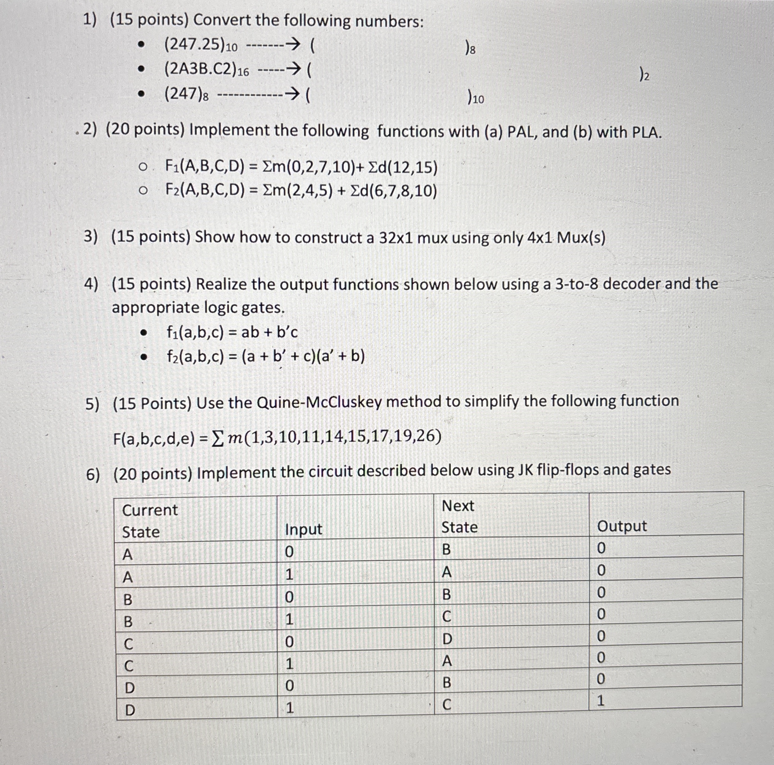 ( 1 5 points ) Convert the following numbers: ( 2
