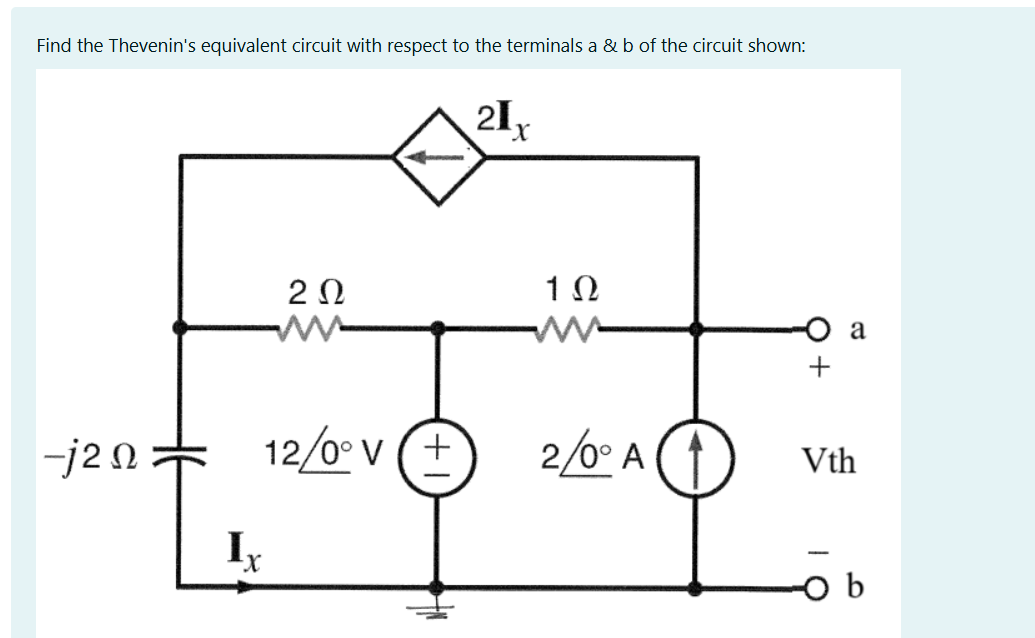 Find the Thevenin's equivalent circuit with