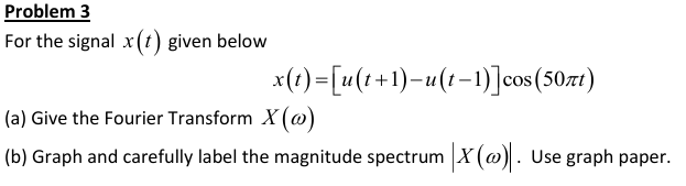 Problem 3 For the signal x ( t ) given below x (