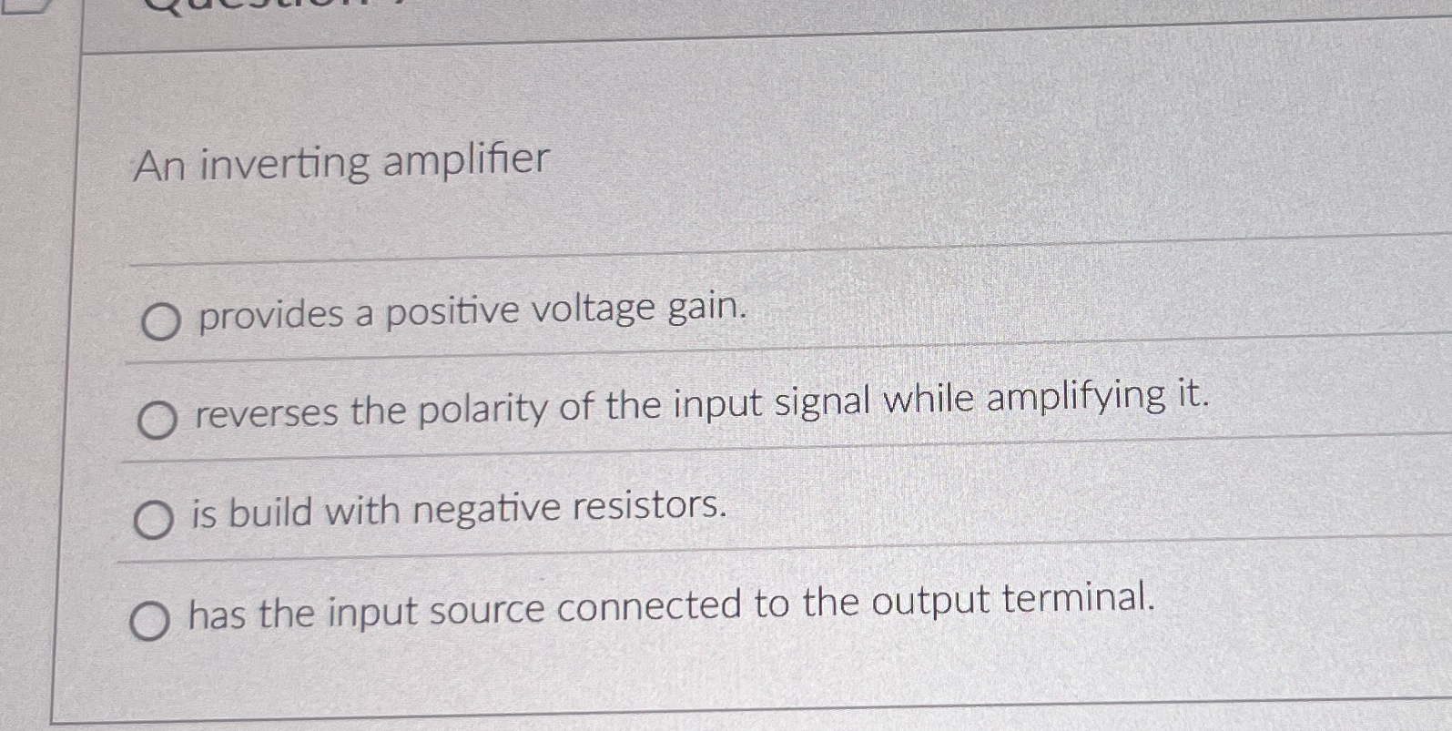 An inverting amplifier provides a positive