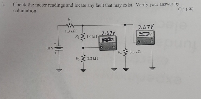 Check the meter readings and locate any fault