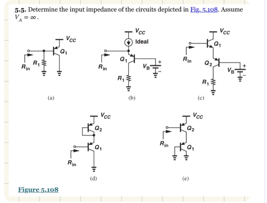 5 . 5 . Determine the input impedance of the
