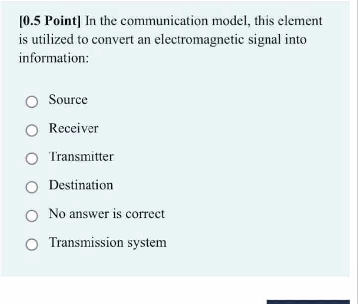 In the communication model, this element is