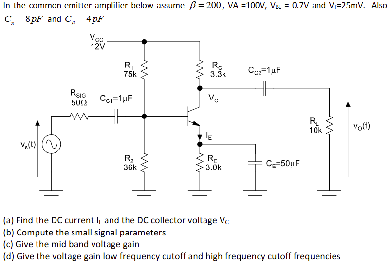 In the common - emitter amplifier below assume \