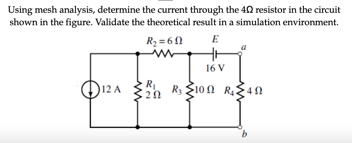 Using mesh analysis, determine the current