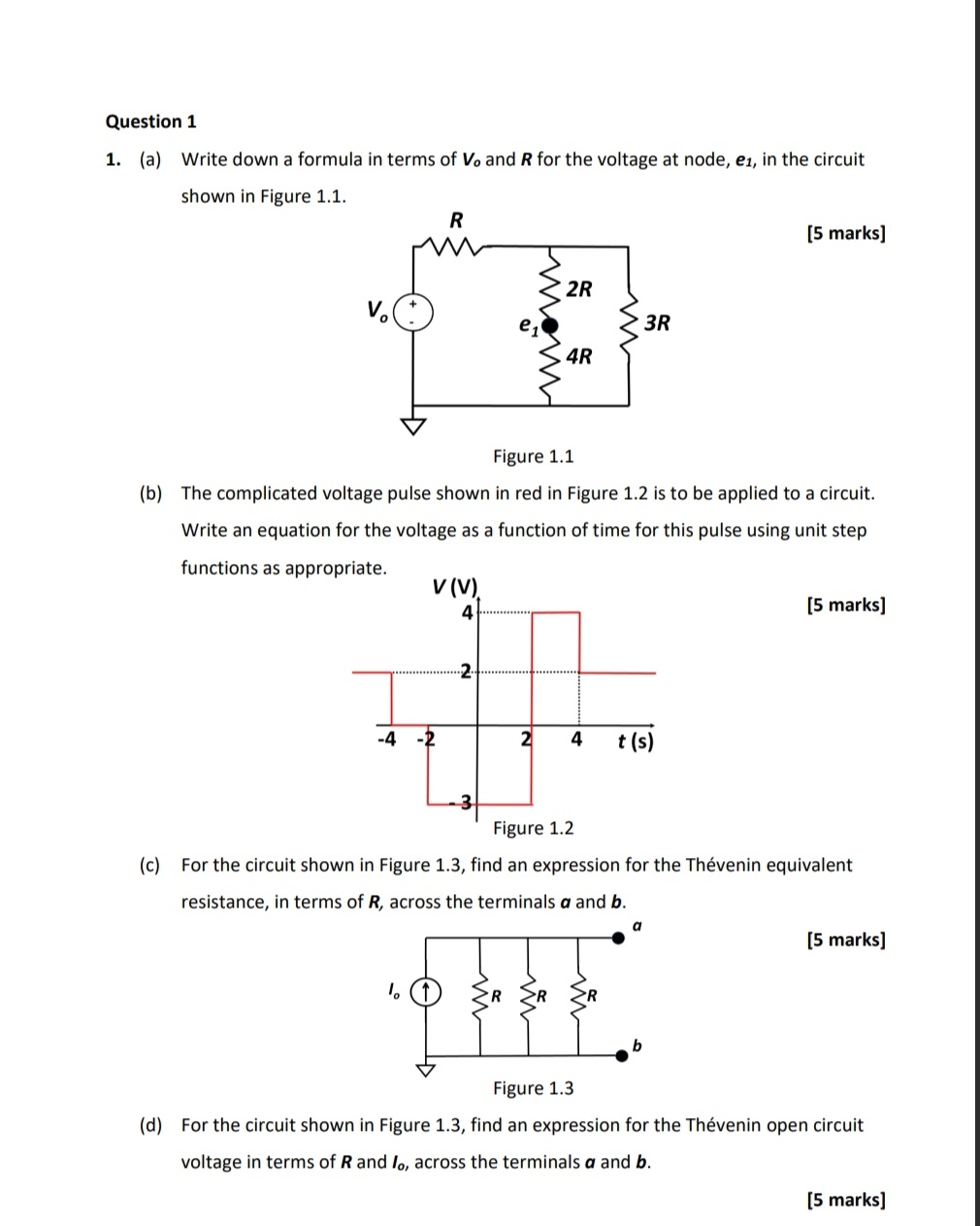 Question 1 ( a ) Write down a formula in terms of