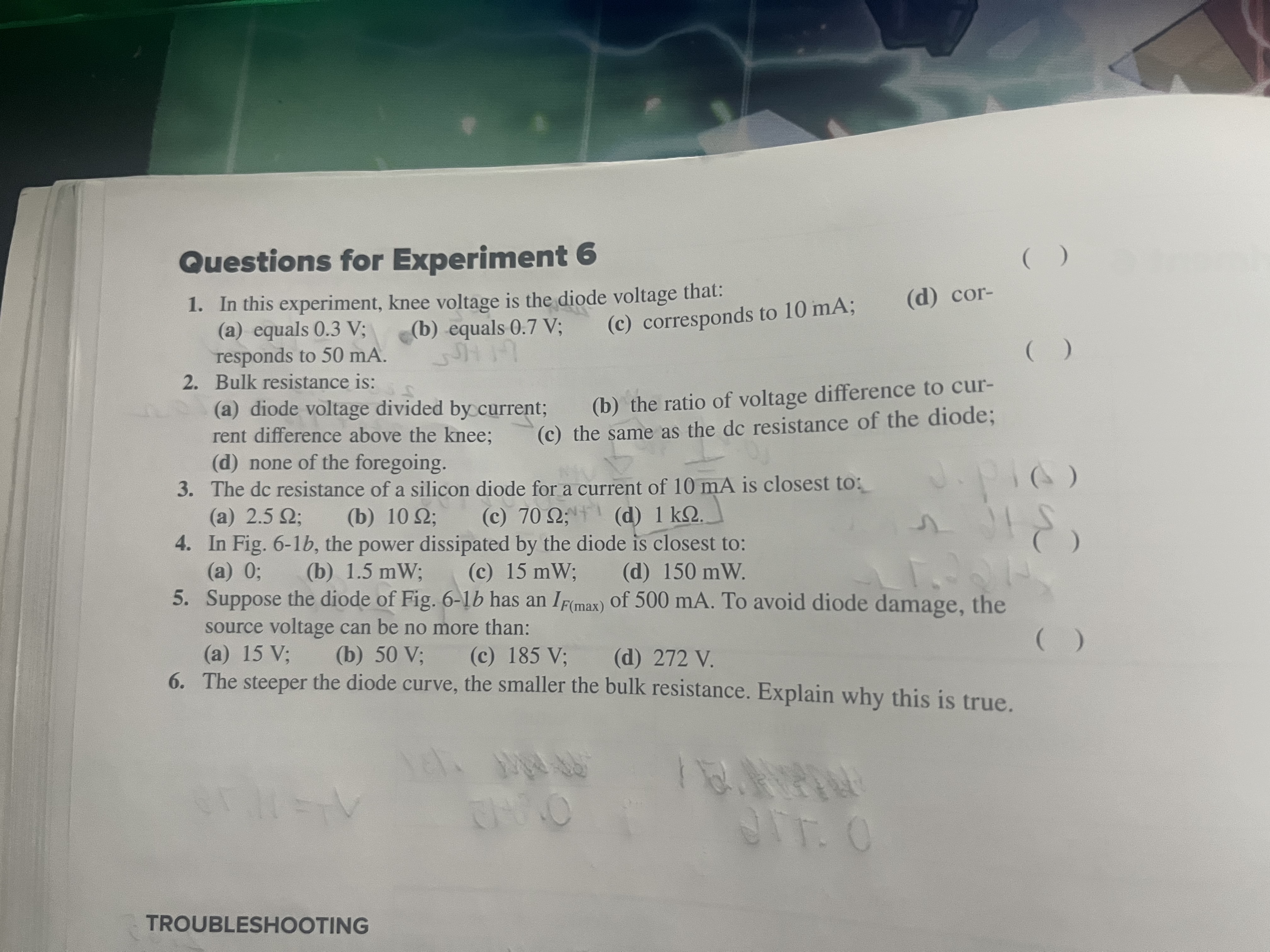 Questions for Experiment 6 In this experiment,