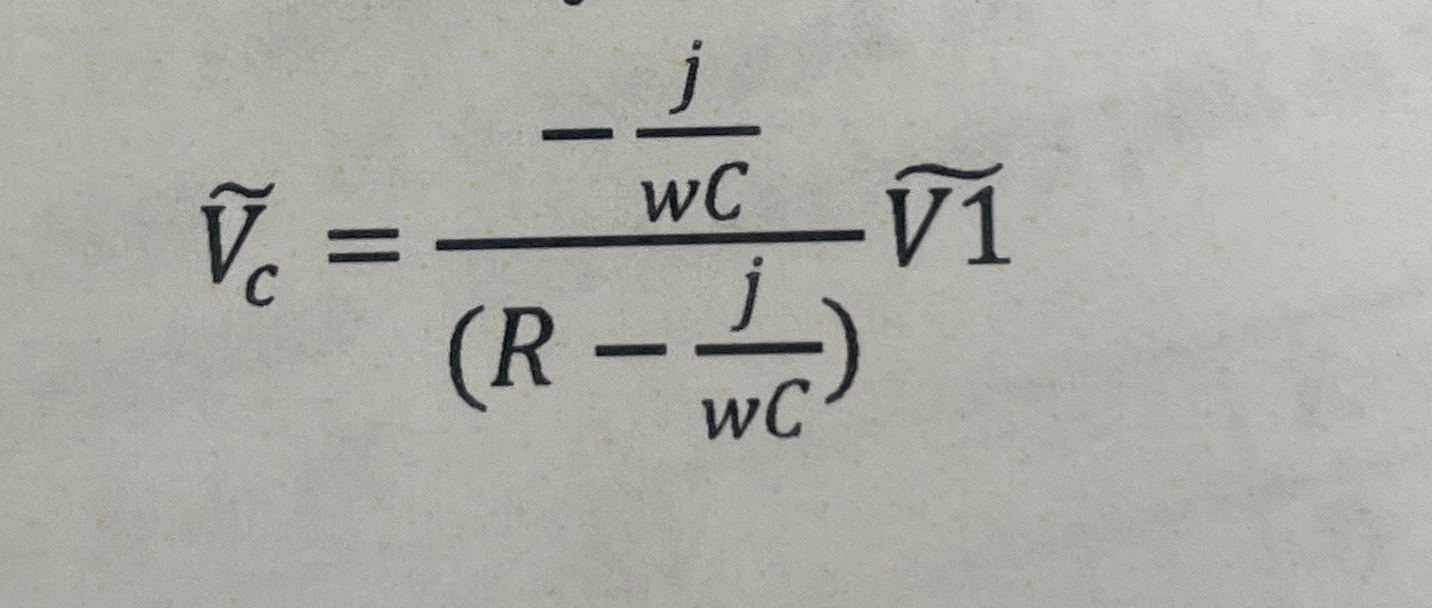 widetilde ( V ) c = - j w C ( R - j w C )
