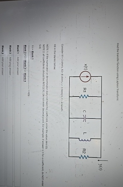 Find the transfer function using Laplace