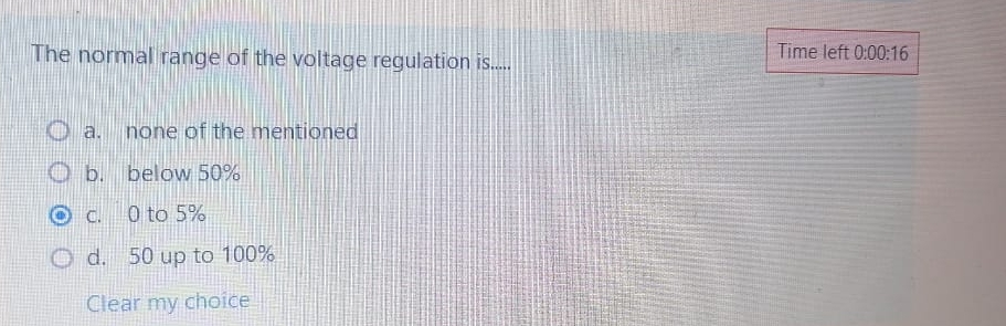 The normal range of the voltage regulation is . .