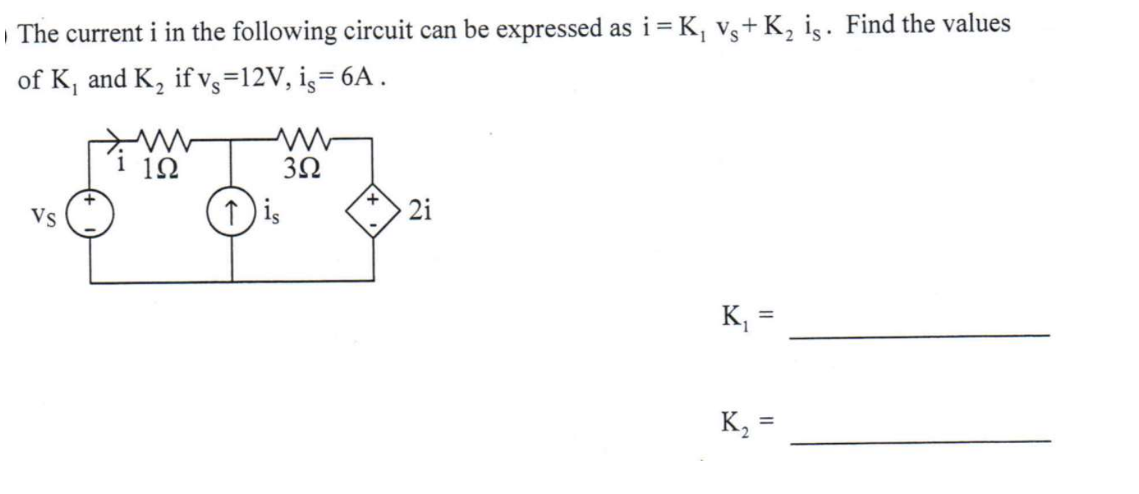 The current i in the following circuit can be