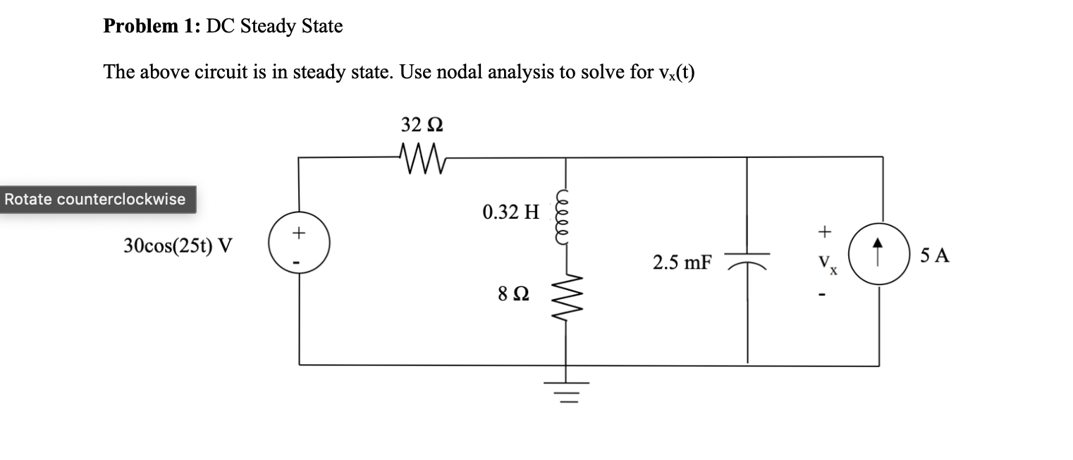 Problem 1 : DC Steady State The above circuit is