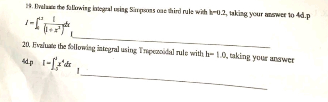 Evaluate the following integral using Simpsons