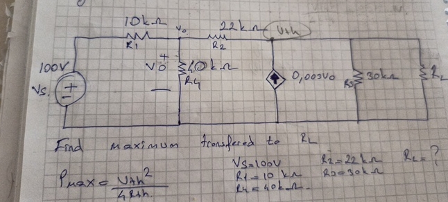 Find maximum transfered to R L P m a x = V t h 2
