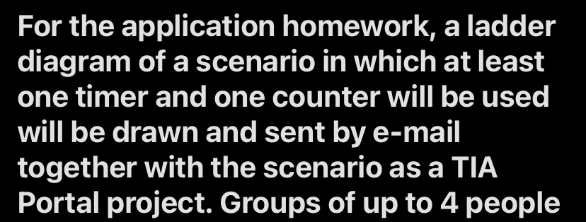 For the application homework, a ladder diagram of