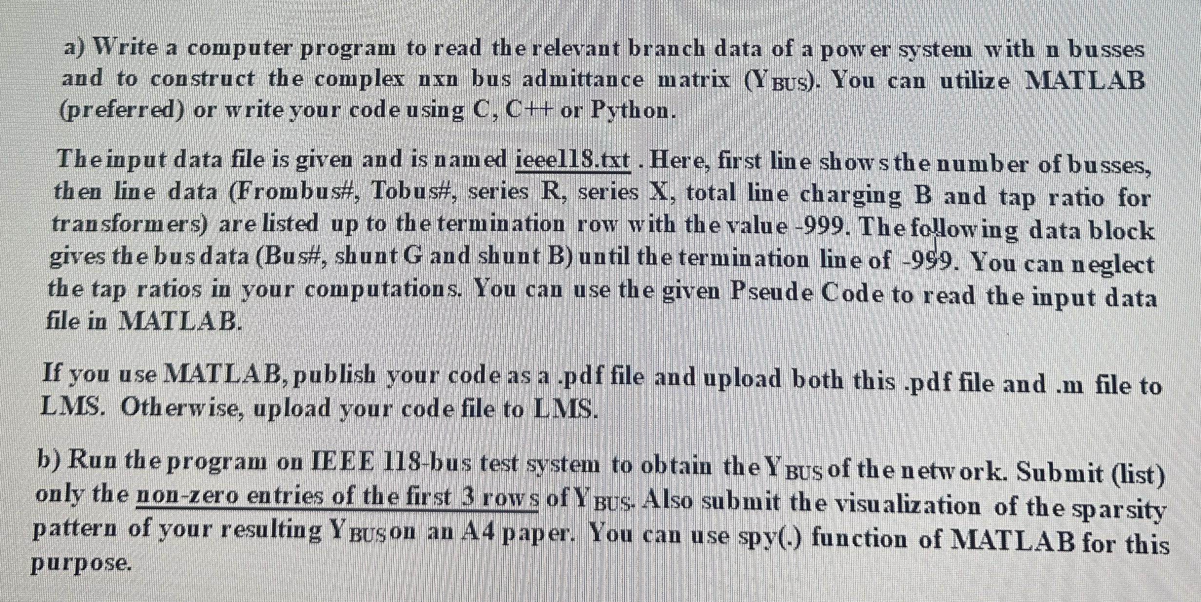 a ) Write a computer program to read the relevant