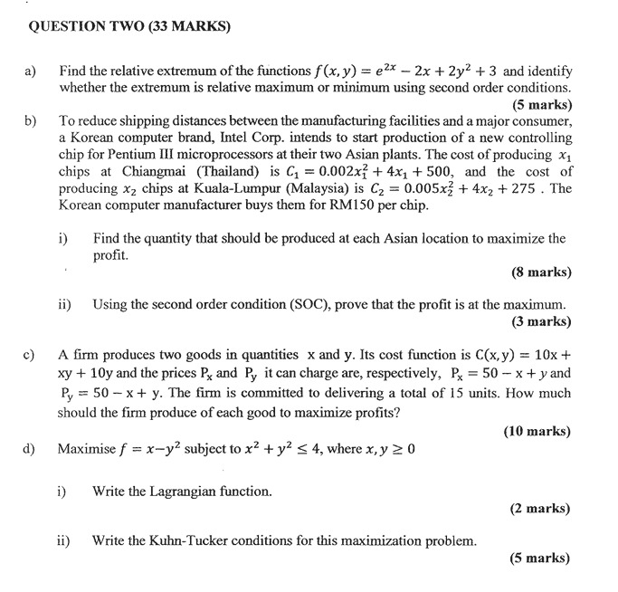 QUESTION TWO ( 3 3 MARKS ) a ) Find the relative