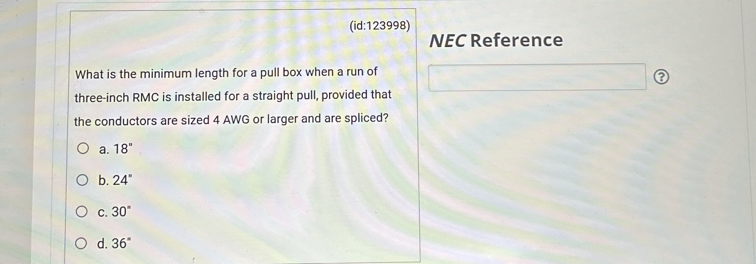 ( id: 1 2 3 9 9 8 ) NEC Reference What is the