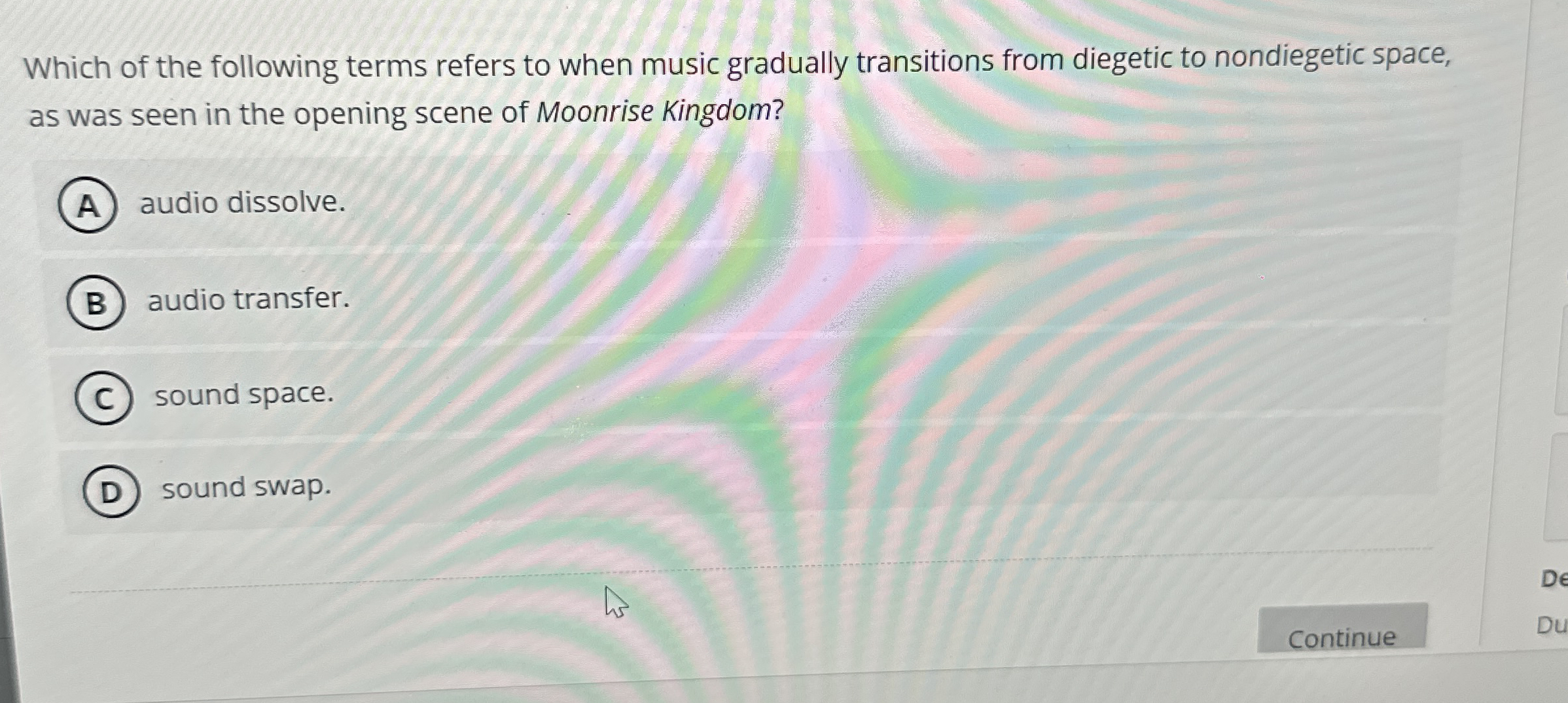 Which of the following terms refers to when music