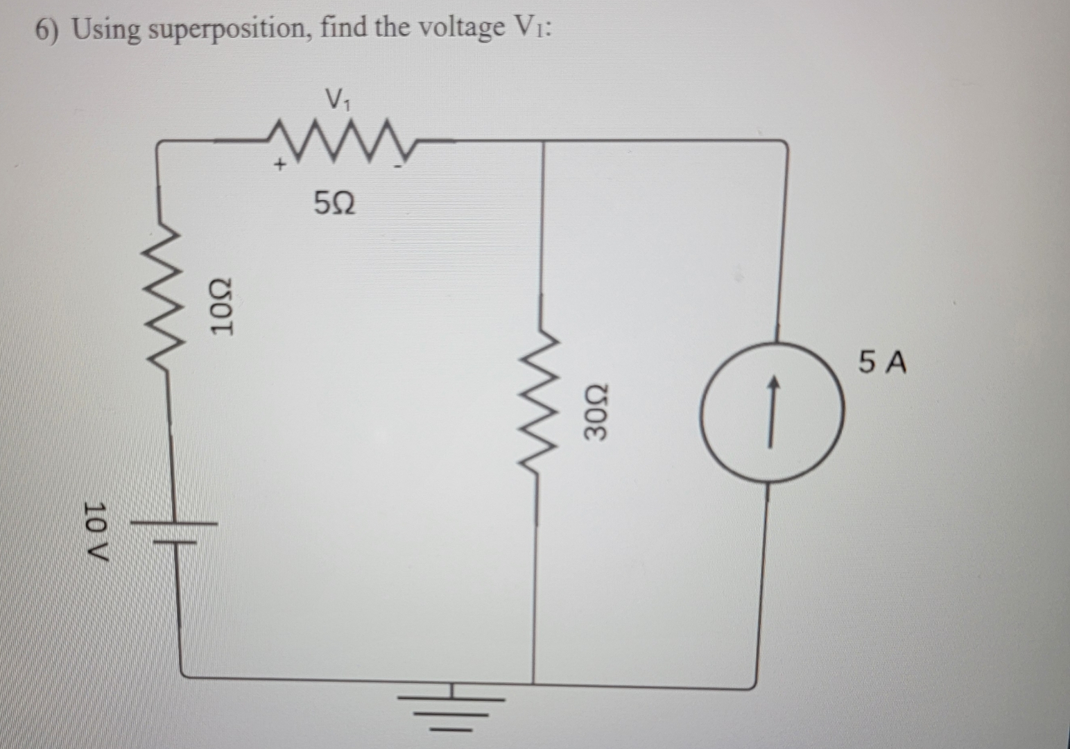 Using superposition, find the voltage V I :