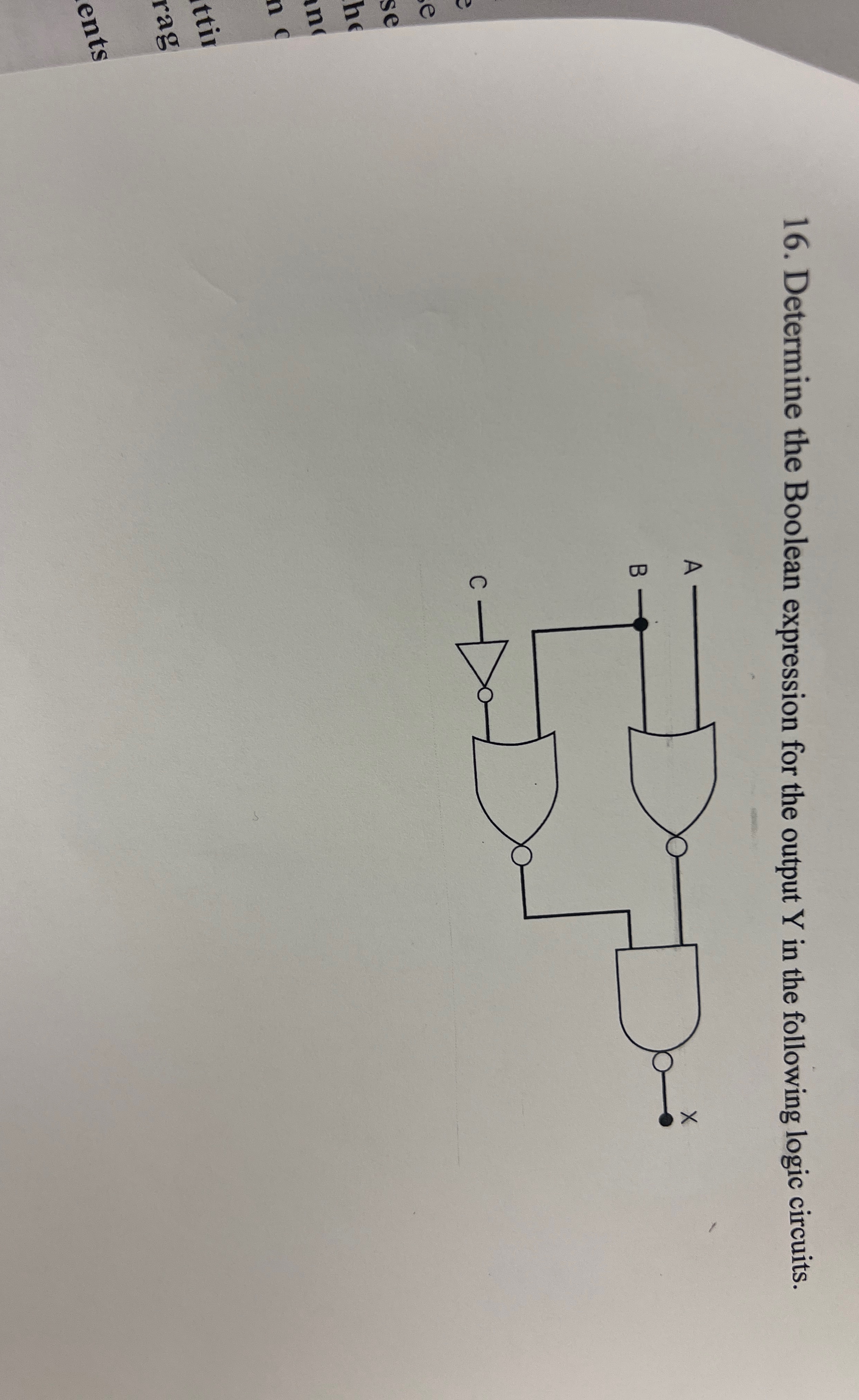 Determine the Boolean expression for the output Y