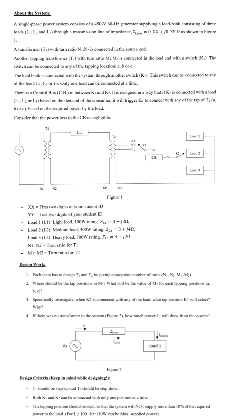 About the System: A single - phase power system