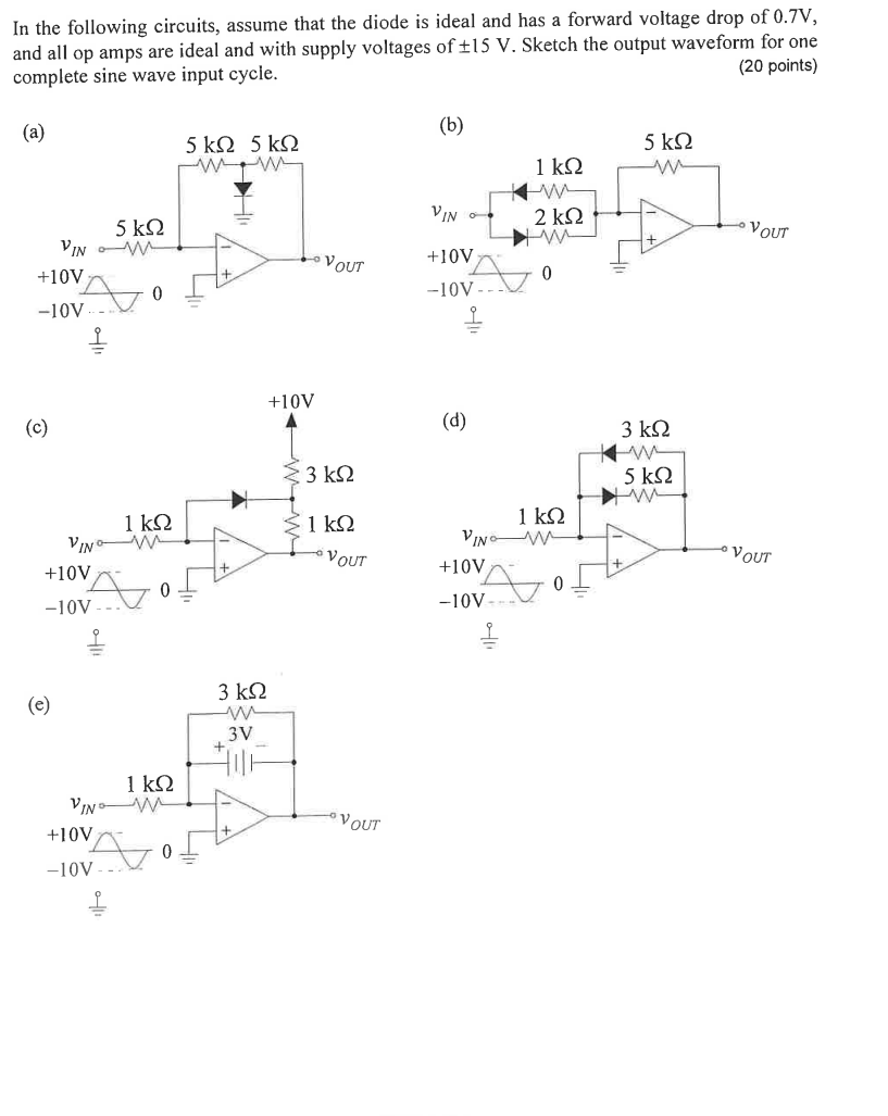 In the following circuits, assume that the diode