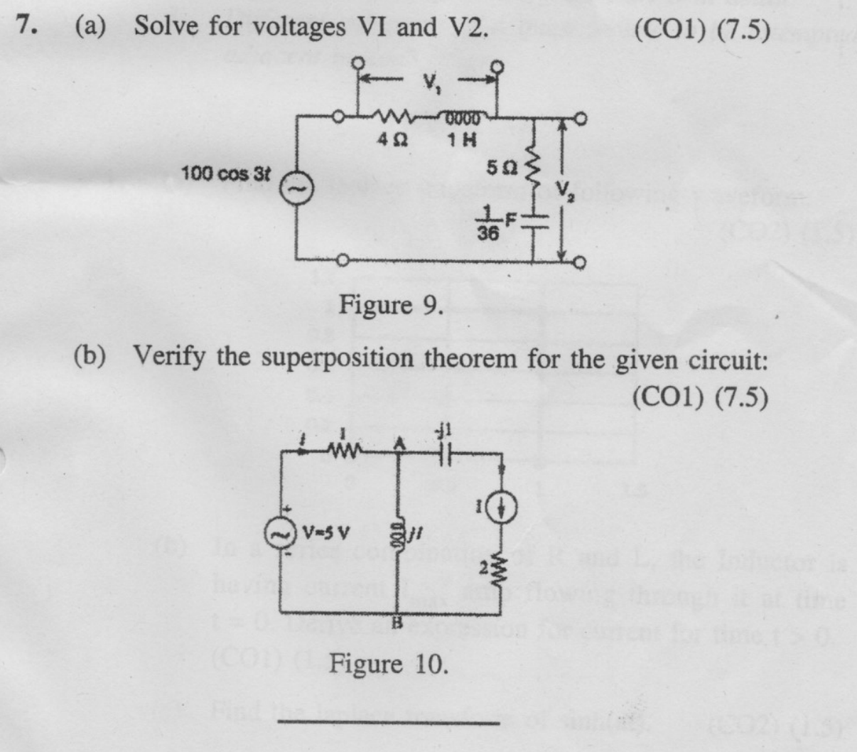 7 . ( a ) Solve for voltages VI and V 2 . rigure